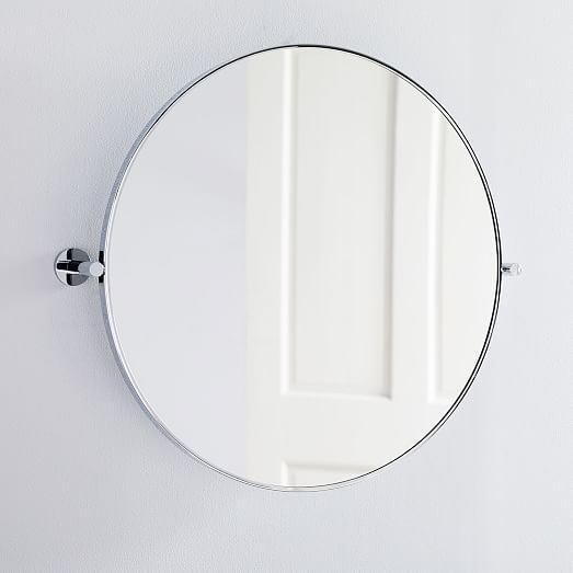 Metal Frame Pivot Wall Mirror Round, Round Pivot Bathroom Mirror