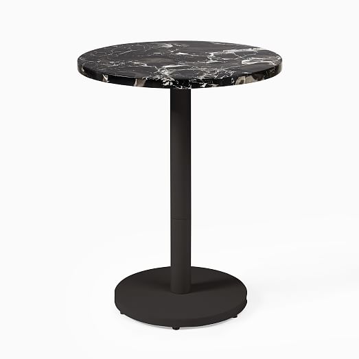 Black Marble Round Bistro Table Orbit, Small Round Black Table