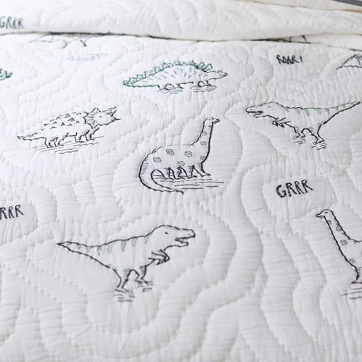 white dinosaur bedding