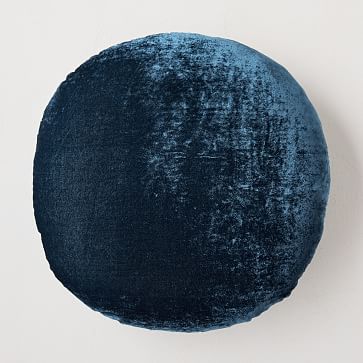 Round Lush Velvet Pillow, Regal Blue