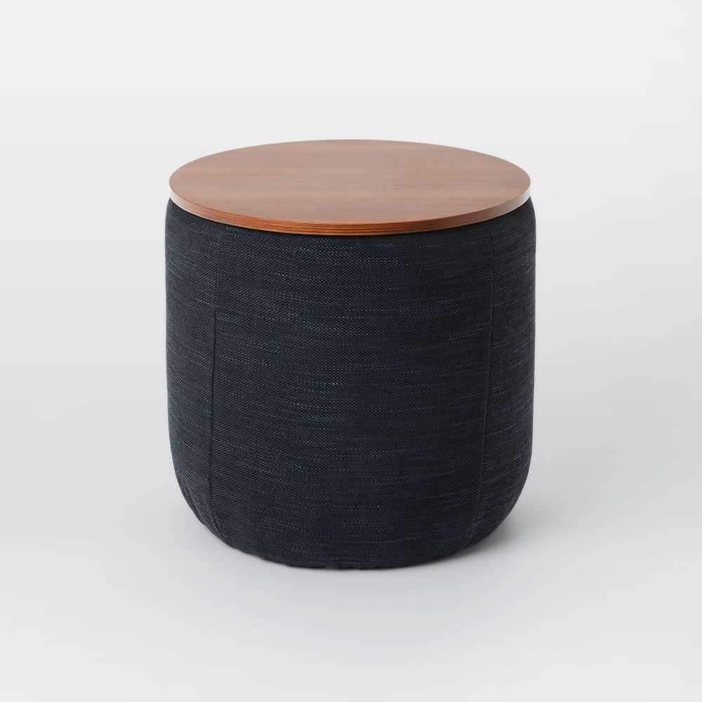 Upholstered Round Storage Ottoman West Elm