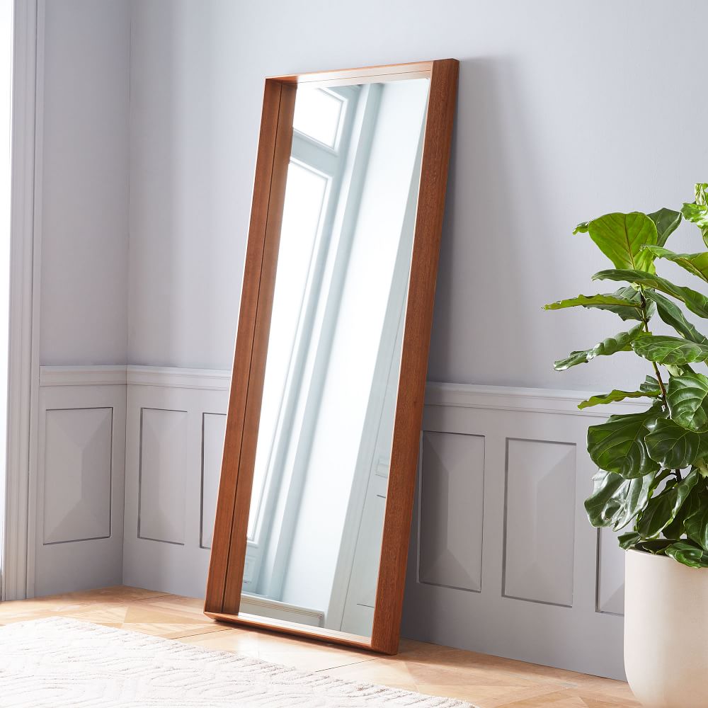 Wood Frame Ledge Floor Mirror 72, Full Length Mirror With Ledge
