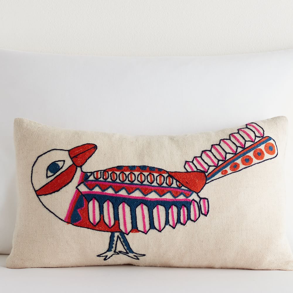 Embroidered Bird Nursery Pillow Cover West Elm