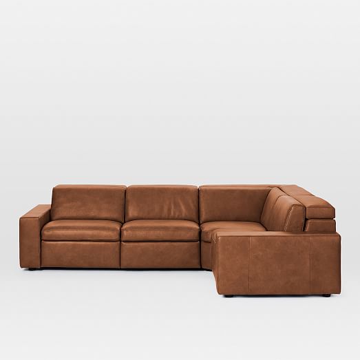 Enzo Leather 4 Piece Reclining Sectional, Leather Recliner Sectionals