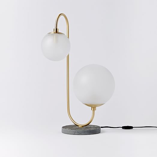 Pelle Asymmetrical Table Lamp, West Elm Sphere Table Lamp