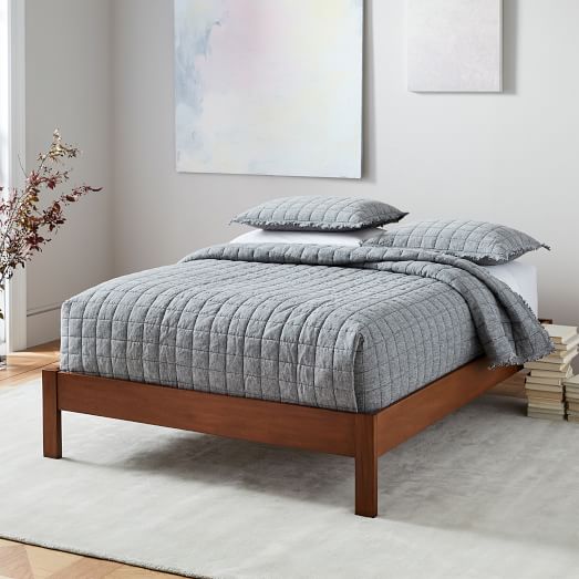 Simple Bed Frame, West Elm Solid Wood Headboard Queen Size Bed