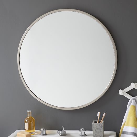 Metal Frame Round Mirror 30, Round Silver Framed Bathroom Mirror