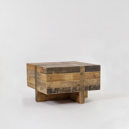 Emmerson Reclaimed Wood Block Side Table, Reclaimed Wood End Table With Storage
