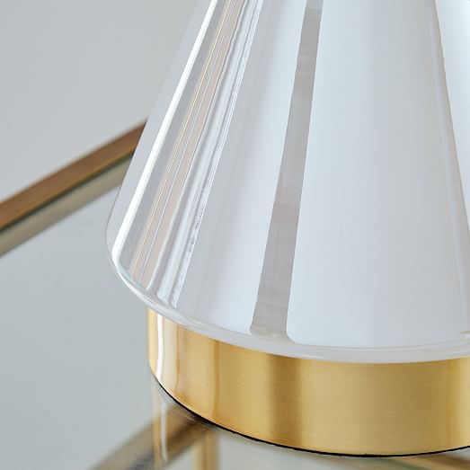 Metalized Glass Table Lamp & USB - Small (Pearl)