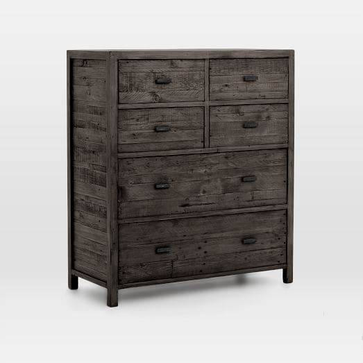 Modern Mixed Reclaimed Wood 6 Drawer, Grey Reclaimed Wood Dresser
