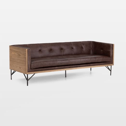 Onless Tufted Leather Sofa, Leather Couch Tufted