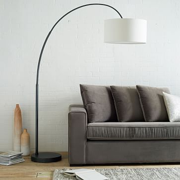 Overarching Linen Shade Floor Lamp, Floor Lamps Next To Couch