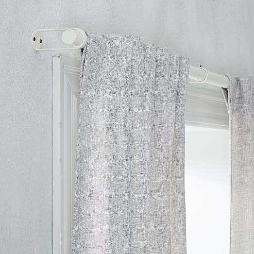 West Elm Light Gray Linen Cotton Blend Black Out Curtain w Pole Pocket 96"x96" 