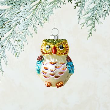 "Owl" Glass Christmas Ball Ornament 