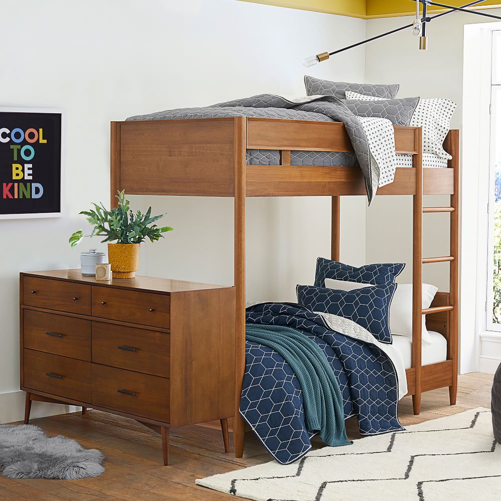 Mid Century Twin Bunk Bed, Loft Bed With Media Center Philippines