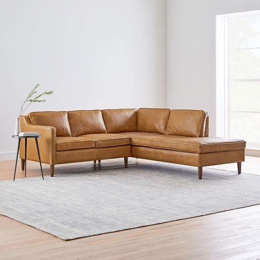 2 Piece Terminal Chaise Sectional, West Elm Leather Sofa Sectional