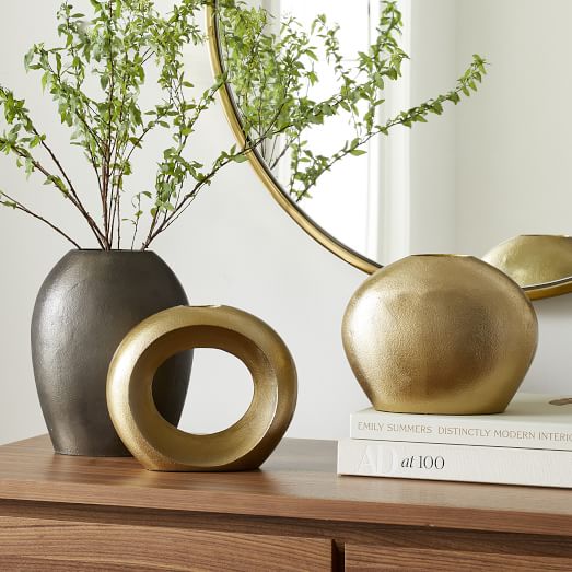 Hammered Metal Vases Gold West Elm