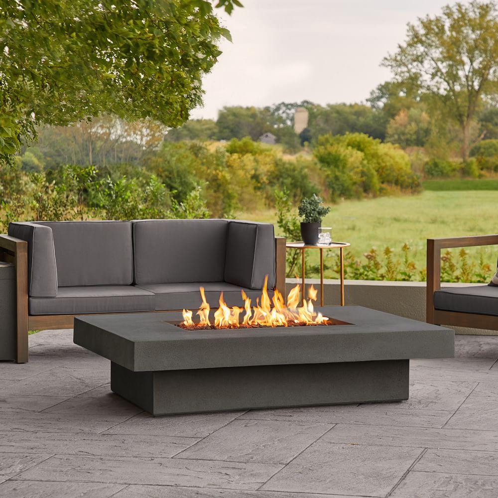 Concrete Lipped Rectangle Fire Pit Table, Better Homes And Gardens 60 Rectangle Fire Pit