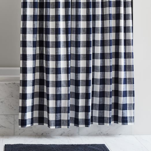 Heather Taylor Home Gingham Shower Curtain, Black Gingham Shower Curtain