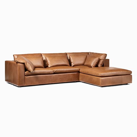 Harmony Modular Leather 3 Piece Chaise, West Elm Leather Couch