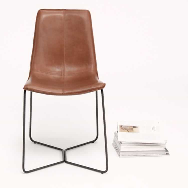 Slope Leather Dining Chair, Metal And Leather Chairs