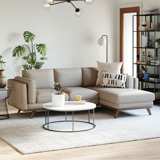 Zander 2 Piece Chaise Sectional, West Elm Leather Sofa With Chaise