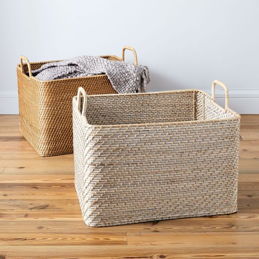 Modern Weave Oversized Storage Basket W, Wicker Storage Baskets Large
