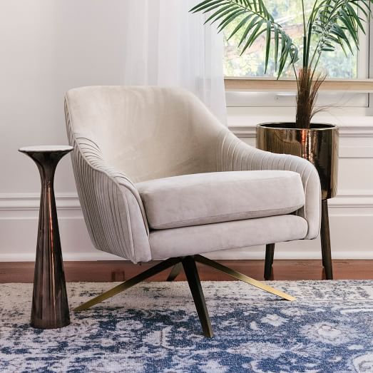 Roar Rabbit Pleated Swivel Chair, West Elm Living Room Chairs