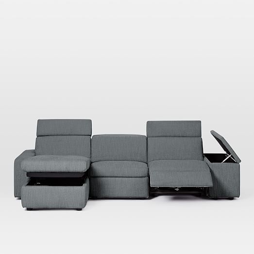 Enzo 3 Piece Reclining Chaise Sectional, Chaise Sectional Sofa With Recliner