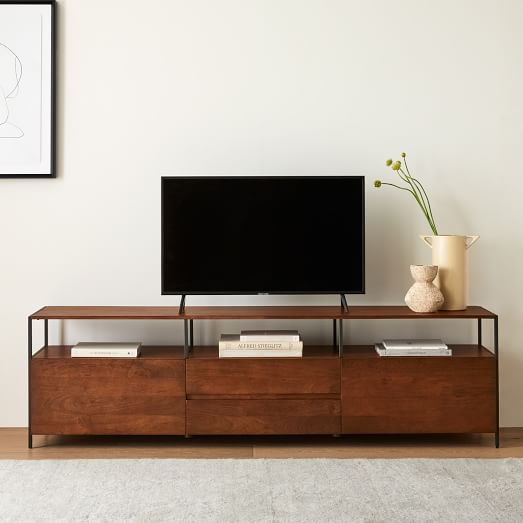 Industrial Storage Media Console 80, Media Console With Shelves