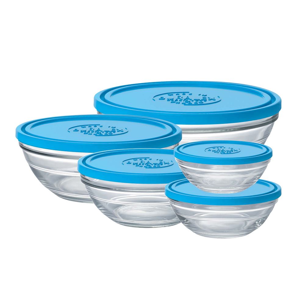 Duralex Lidded Glass Bowls (Set of 5) West Elm