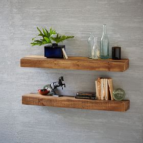 Reclaimed Solid Pine Floating Wall Shelves, Wide Wood Floating Shelves