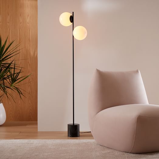 Sphere Stem 2 Light Floor Lamp, Indian Style Floor Lamps
