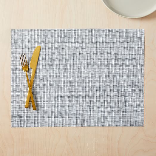Mini Basketweave Placemats, Chilewich Round Blue Placemats