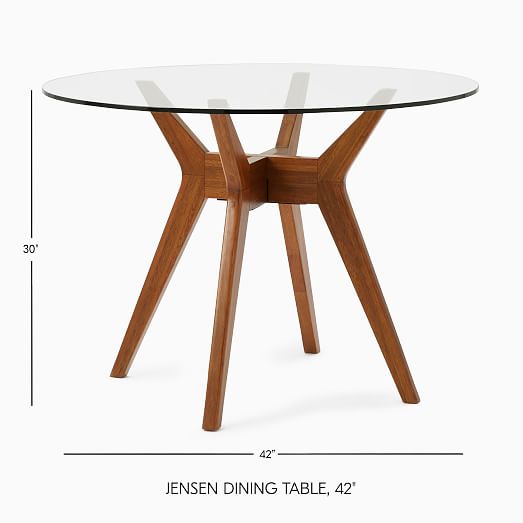 Jensen Round Dining Table, 36 Inch Round Glass Dining Table