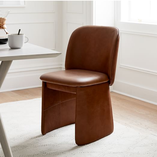Evie Leather Dining Chair, West Elm Curved Leather Dining Chair
