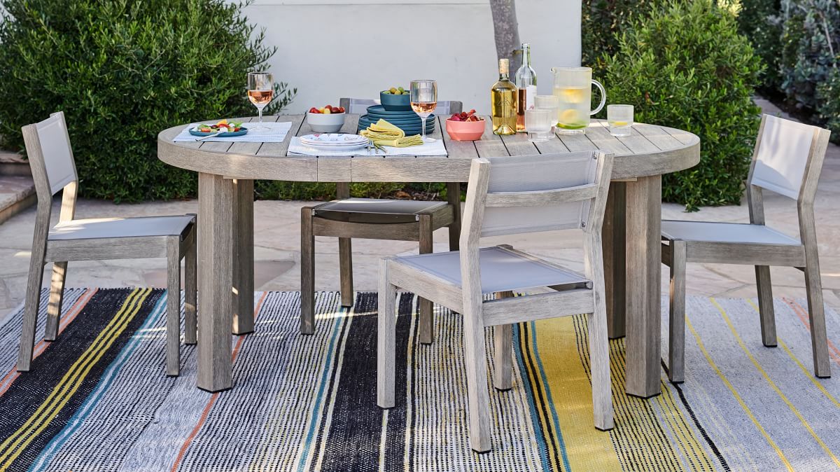 Portside Outdoor Round Expandable Dining Table West Elm