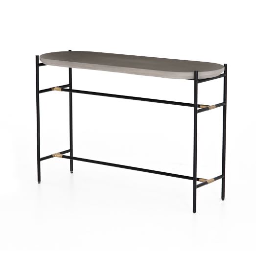 Concrete Iron Console Table, Metal Console Table With Stools