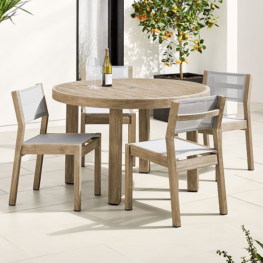 Portside Outdoor 48 Round Dining Table Textilene Chairs Set Portside Outdoor 48 Round Dining Table, 48 In Round Dining Table Set