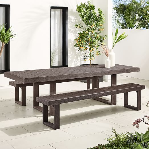Portside Outdoor Expandable Dining, Dining Table And Benches Set