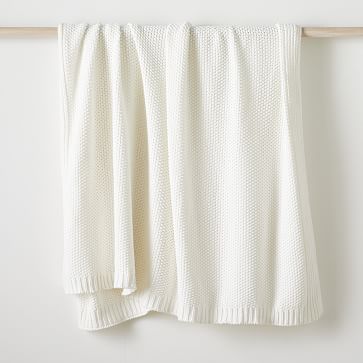 Cotton Knit Throw, White, 50