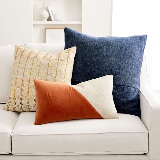 West Elm Border Stripe aqua  standard pillowcases Set 2  New