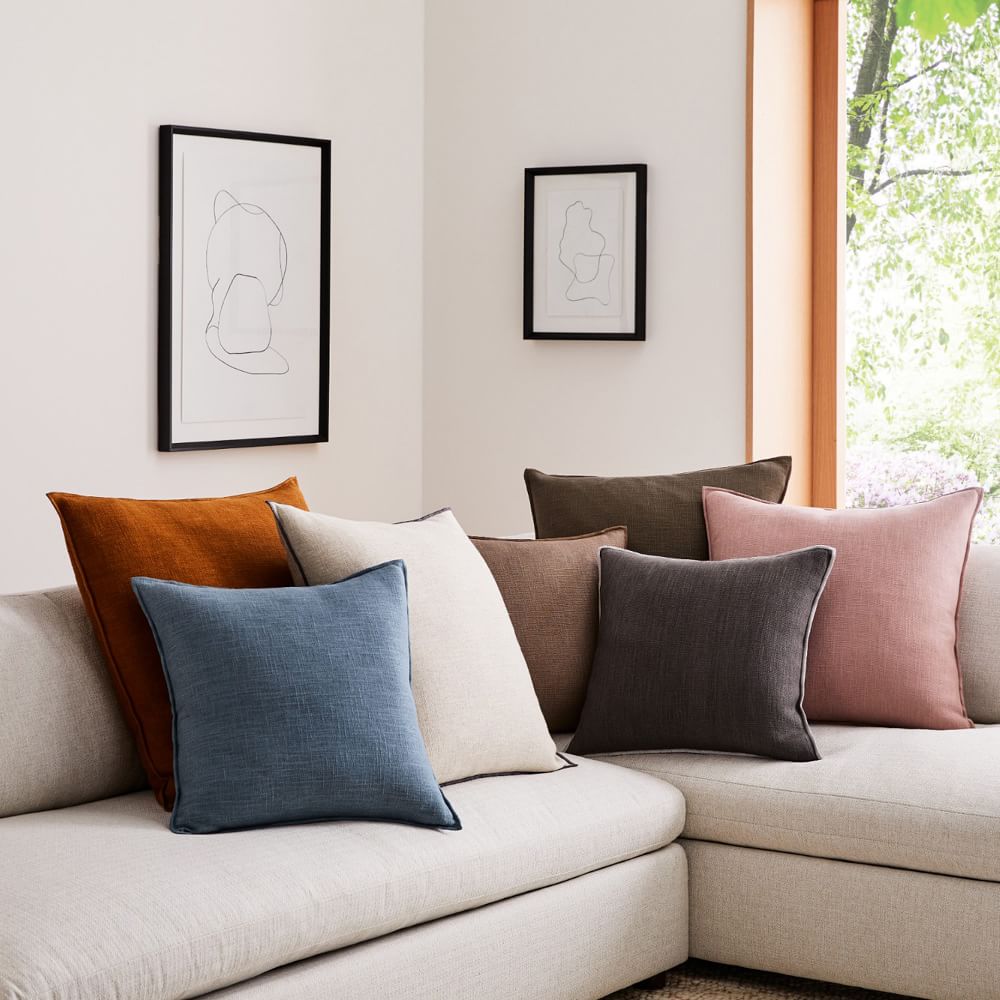 Classic Linen Pillow Cover 24x24, Mocha West Elm