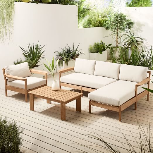 Playa Outdoor Reversible Sectional 92, Outdoor Couch And Coffee Table Set