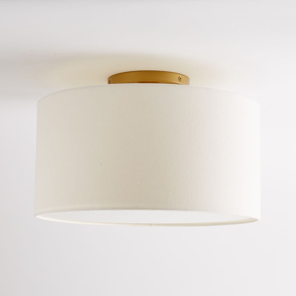 Fabric Shade Flush Mount Lighting Drum West Elm