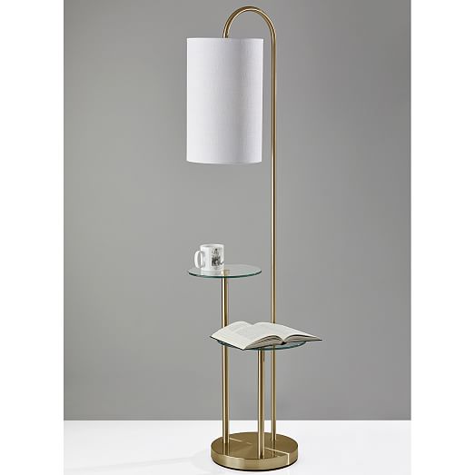 Deco Shelf Floor Lamp, Vogue Floor Lamp With Tray Table And Usb Port