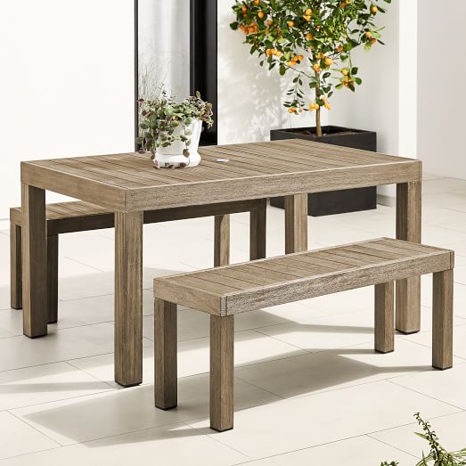 Portside Outdoor Dining Table 58 5, Farm Table And Bench Set
