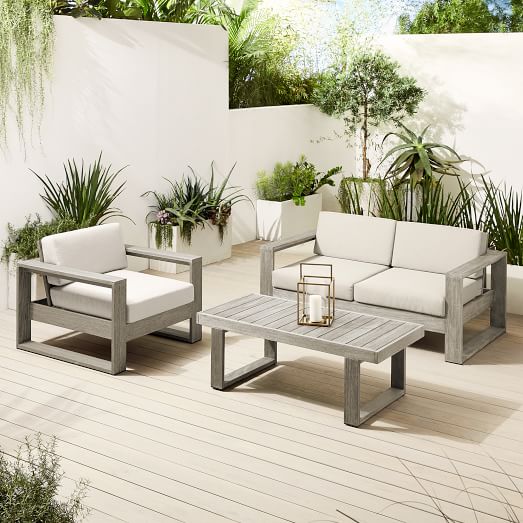 Portside Outdoor Loveseat 65 Lounge, Outdoor Couch And Coffee Table Set