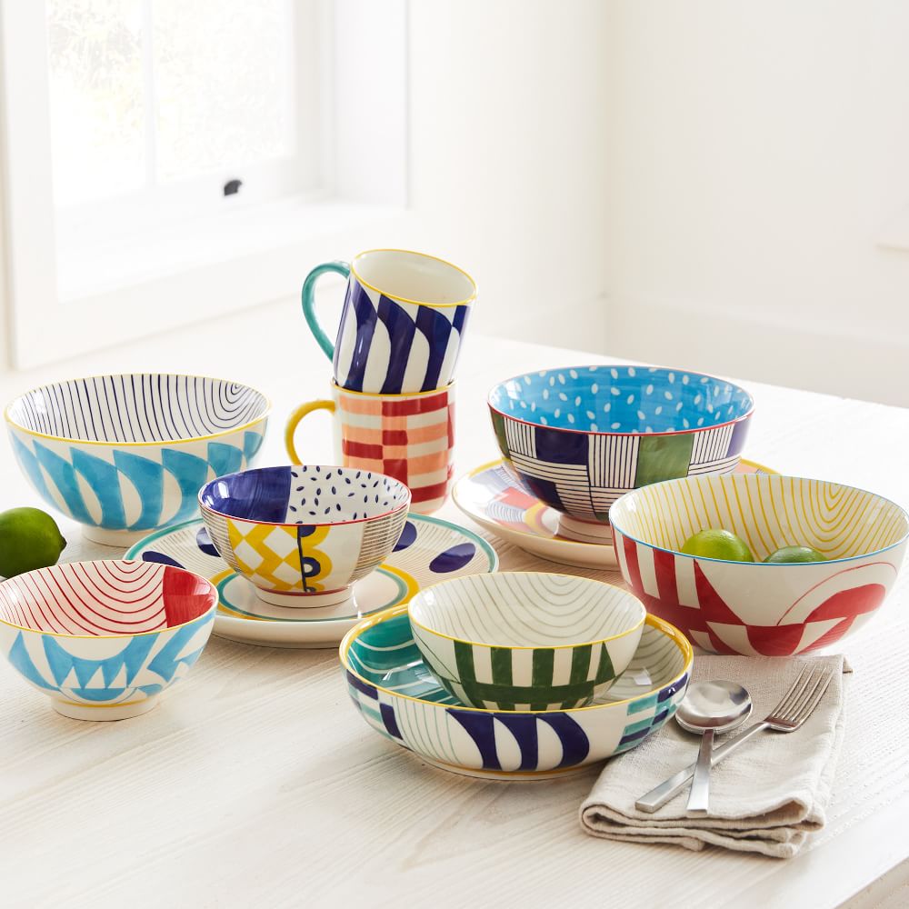 Hand-Painted Pattern Pop Bowls - Large | West Elm
