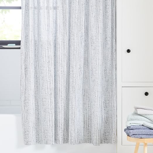 Organic Bomu Shower Curtain, Grey And White Striped Shower Curtain West Elm